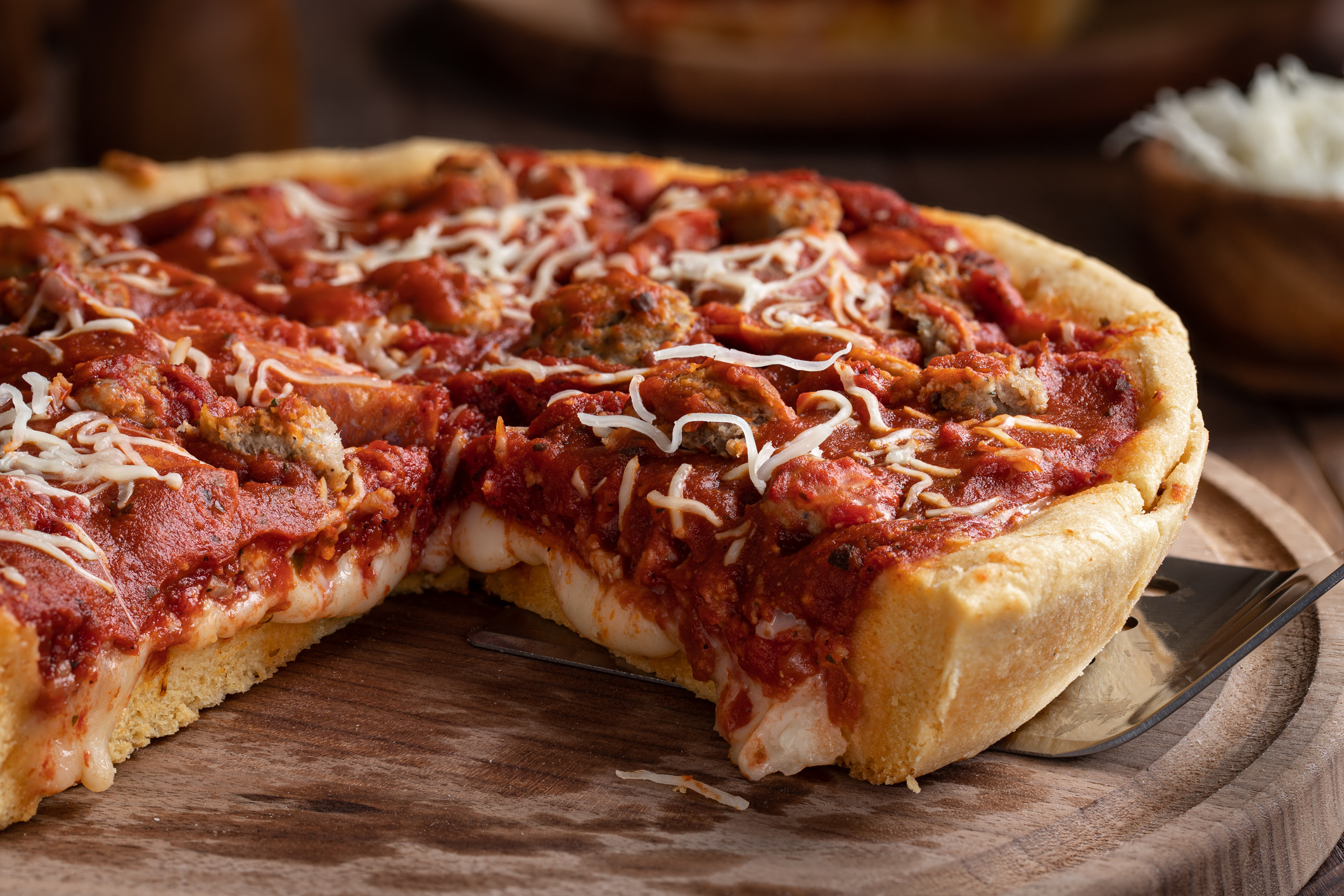 Deep-Dish Sausage Pizza - Villari Foods
